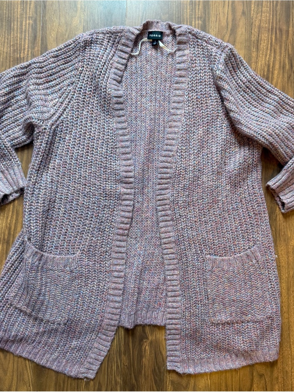 torrid mauve marled open-front knit cardigan